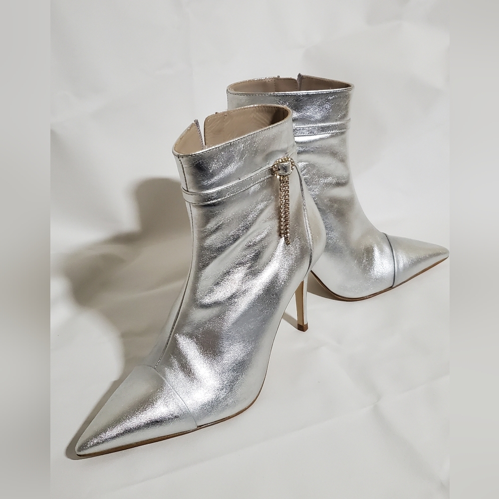 Karen Millen Metallic Silver Heeled Boots